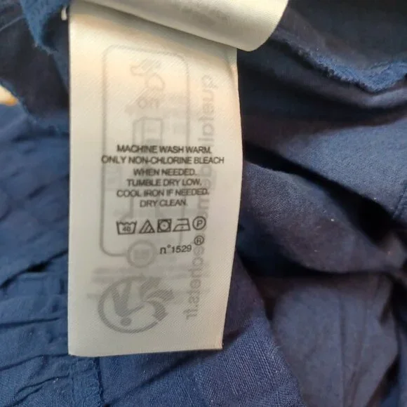 Ralph Lauren Dress Black Label Navy Blue Cotton Tiered Seersucker Womens 8 - Picture 5 of 10